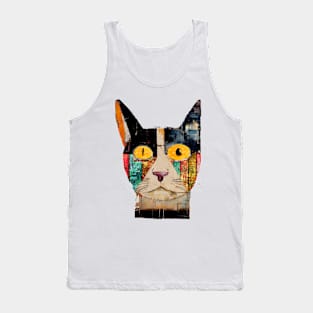 Abstract colorful cat face art Tank Top